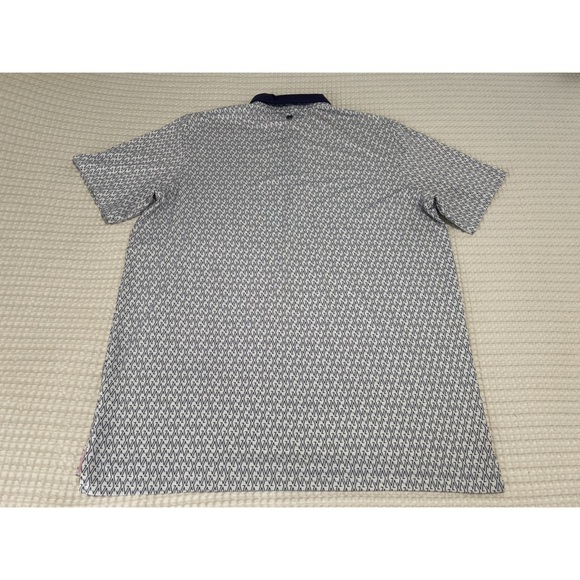 Greyson Polo Shirt Men's XL Blue Geometric All Over Print Stretch Logo Golf - Picture 5 of 12